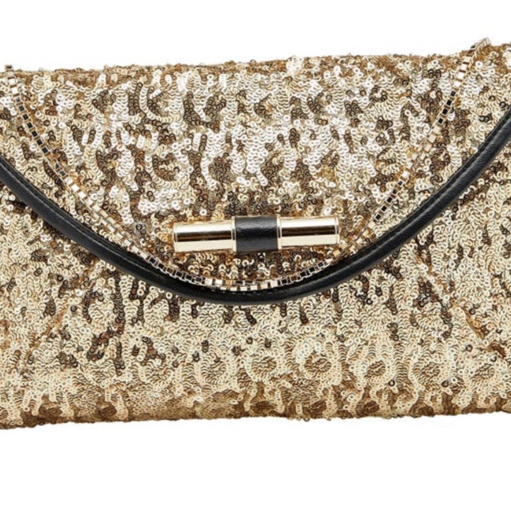 Jimmy Choo Gold Sequin Envelope Clutch AUTHENTIC